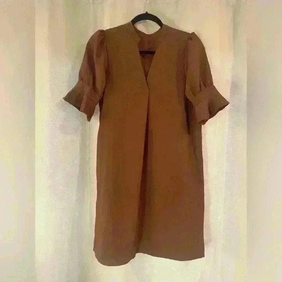 Women’s Brown V-Cut Dress - Picture 1 of 5